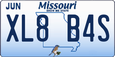 MO license plate XL8B4S