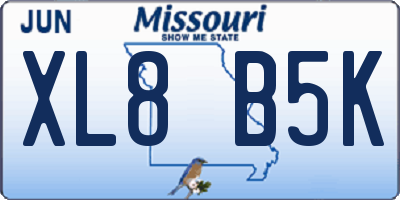 MO license plate XL8B5K