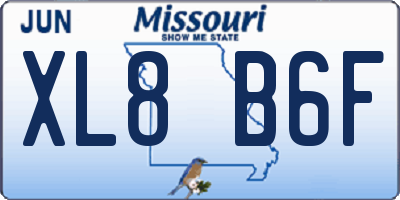 MO license plate XL8B6F