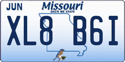 MO license plate XL8B6I