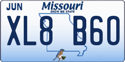 MO license plate XL8B6O
