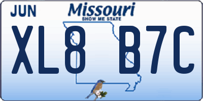 MO license plate XL8B7C