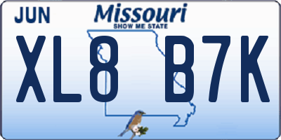 MO license plate XL8B7K