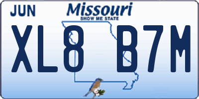 MO license plate XL8B7M