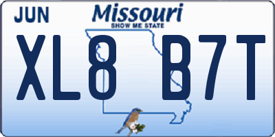 MO license plate XL8B7T