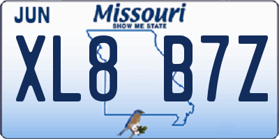MO license plate XL8B7Z