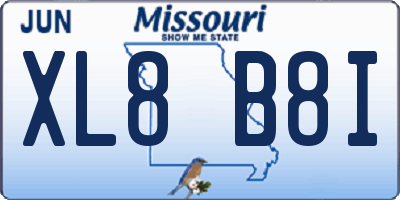 MO license plate XL8B8I
