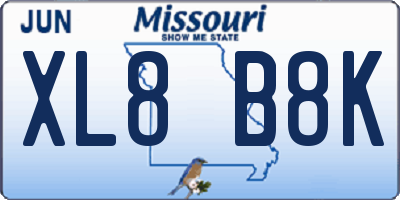 MO license plate XL8B8K