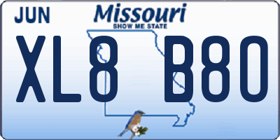 MO license plate XL8B8O
