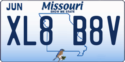 MO license plate XL8B8V