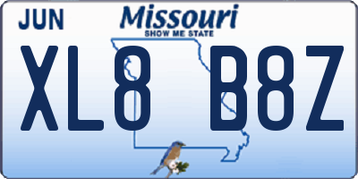 MO license plate XL8B8Z