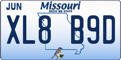 MO license plate XL8B9D
