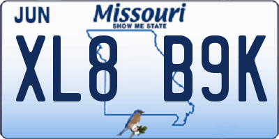 MO license plate XL8B9K