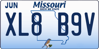 MO license plate XL8B9V