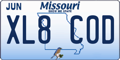 MO license plate XL8C0D