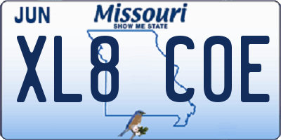 MO license plate XL8C0E