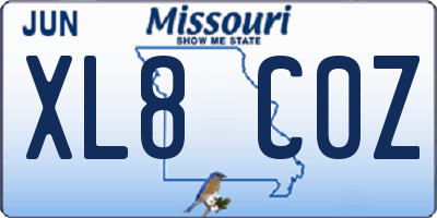 MO license plate XL8C0Z