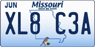 MO license plate XL8C3A