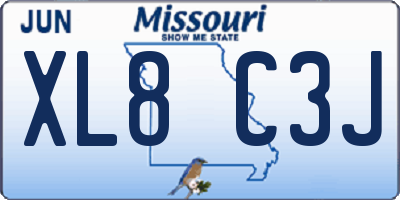 MO license plate XL8C3J