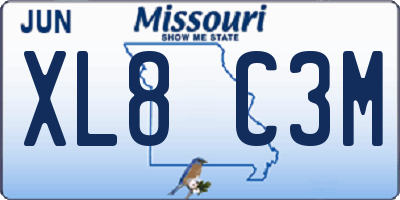 MO license plate XL8C3M
