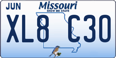 MO license plate XL8C3O