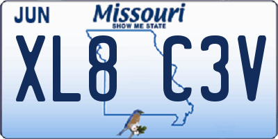 MO license plate XL8C3V