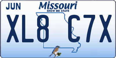 MO license plate XL8C7X