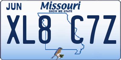 MO license plate XL8C7Z