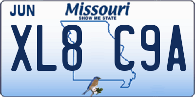 MO license plate XL8C9A