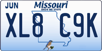 MO license plate XL8C9K
