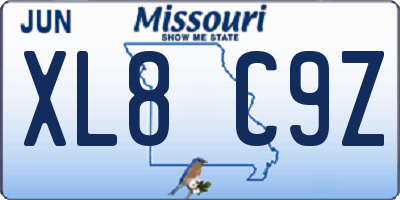 MO license plate XL8C9Z