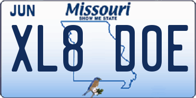 MO license plate XL8D0E