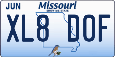MO license plate XL8D0F