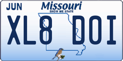 MO license plate XL8D0I