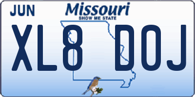 MO license plate XL8D0J