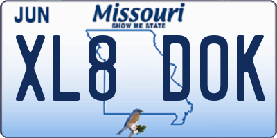 MO license plate XL8D0K