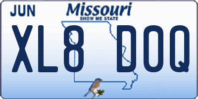 MO license plate XL8D0Q