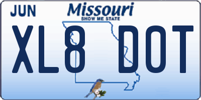 MO license plate XL8D0T