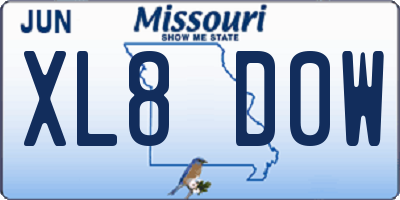 MO license plate XL8D0W