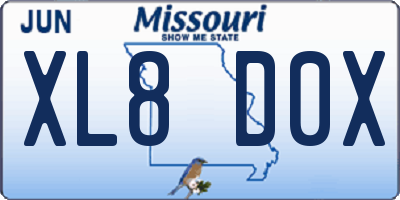 MO license plate XL8D0X