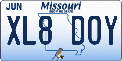 MO license plate XL8D0Y