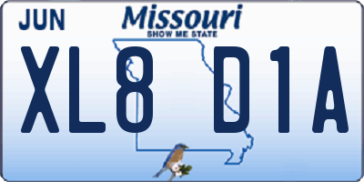 MO license plate XL8D1A
