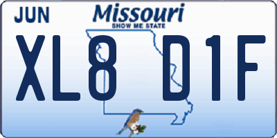 MO license plate XL8D1F