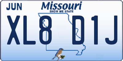 MO license plate XL8D1J