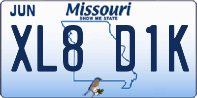 MO license plate XL8D1K
