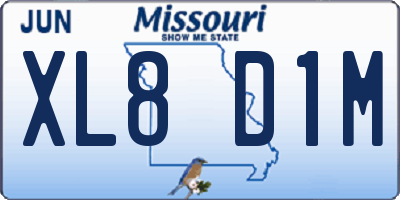 MO license plate XL8D1M