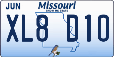 MO license plate XL8D1O