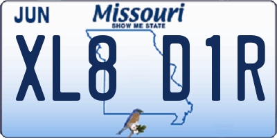 MO license plate XL8D1R