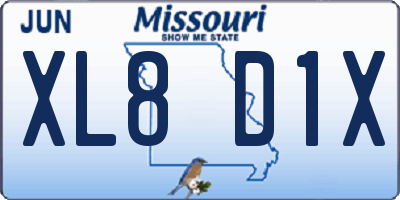 MO license plate XL8D1X
