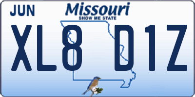 MO license plate XL8D1Z